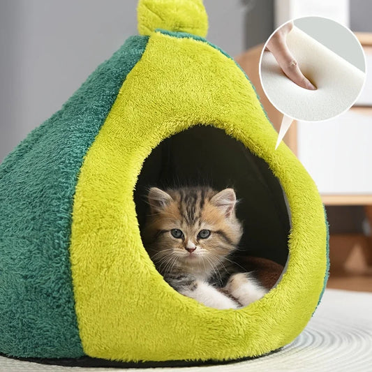Avocado-Shaped Winter Warm Cat Bed