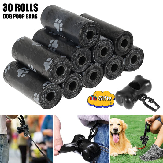 10/30/50Roll Dog Poop Disposable Pet Waste Bags Dog Design Pet Poop Clean Pick Up Bone Bag Dispenser Tools