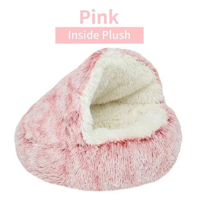 Plush Hooded Pet Bed, Fluffy Soft Bed for Pet (Sleeping Nest Cave for Small Dogs and cats)