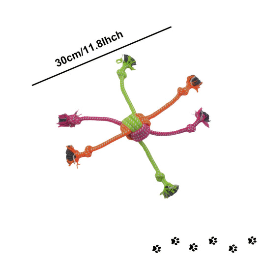 1pc Durable Bite-Resistant Interactive Knot Toy for Dogs- Chewable Rope with Green&Orange Fringes,Playful Design, Dog Toys