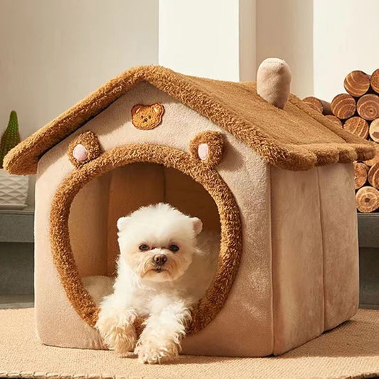 (1)PC Brown Teddy Bear Style Pet Bed/house