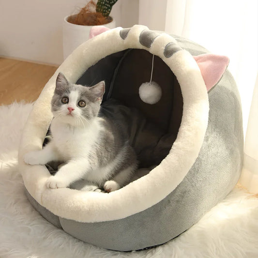 Cave style Cat Sleeping Bed Foldable Removable Washable
