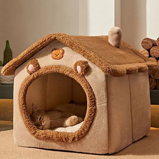 (1)PC Brown Teddy Bear Style Pet Bed/house