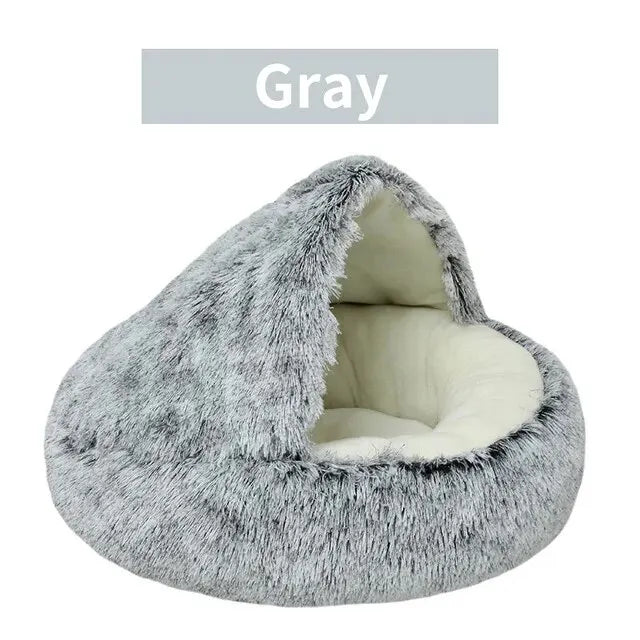 Plush Hooded Pet Bed, Fluffy Soft Bed for Pet (Sleeping Nest Cave for Small Dogs and cats)