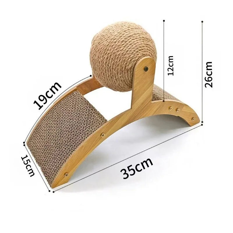 2 In 1, Cat Scratching Ball Wooden Cat Scratcher, Natural Sisal Scratch Board Scratching Column, Wear-Resistant Paw Wood Scraper
