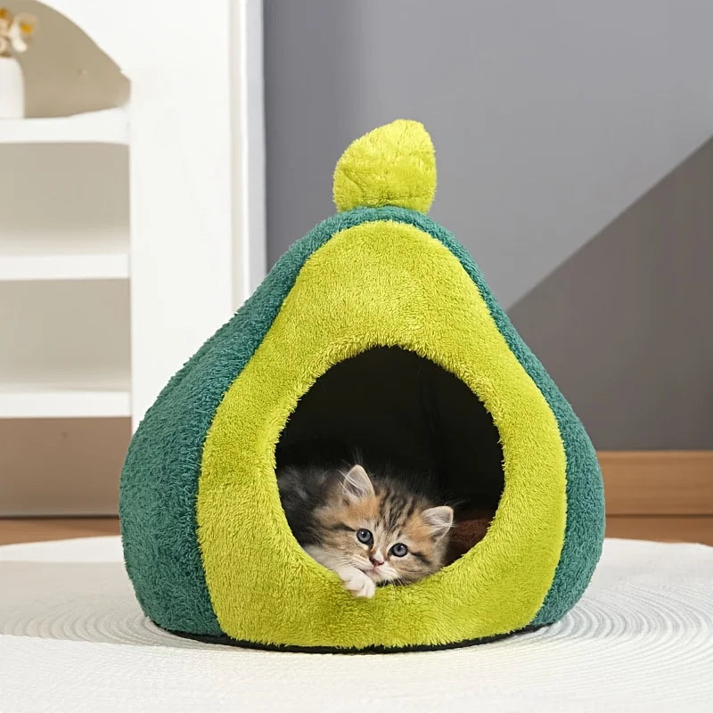 Avocado-Shaped Winter Warm Cat Bed