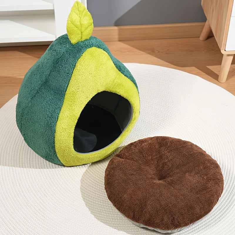 Avocado-Shaped Winter Warm Cat Bed