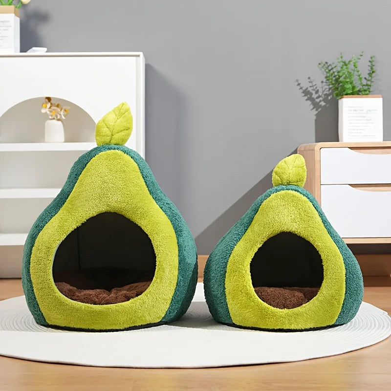 Avocado-Shaped Winter Warm Cat Bed