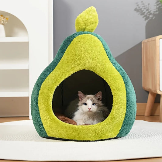 Avocado-Shaped Winter Warm Cat Bed