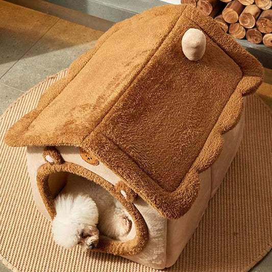 (1)PC Brown Teddy Bear Style Pet Bed/house
