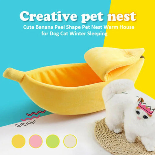 Banana Cat Bed House,  Cute Cozy Cat  Beds, Warm Durable Portable