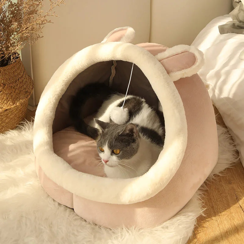 Cave style Cat Sleeping Bed Foldable Removable Washable