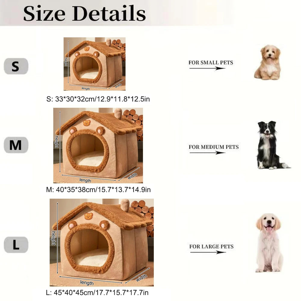 (1)PC Brown Teddy Bear Style Pet Bed/house