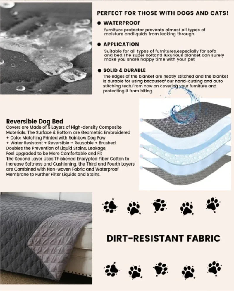Double-Sided Waterproof Dog Bed Cover//Pet Blanket// Sofa Couch Furniture Protector - For Dogs
