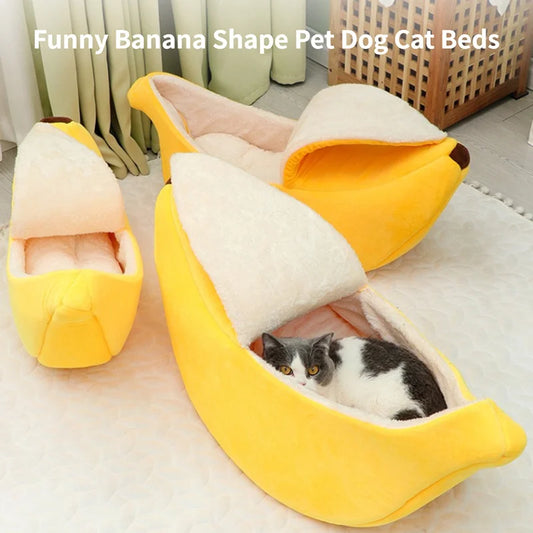Banana Cat Bed House,  Cute Cozy Cat  Beds, Warm Durable Portable